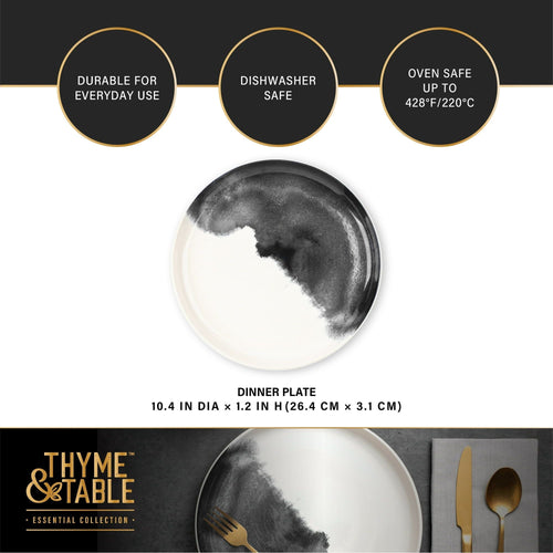 Thyme & Table Grey Drip Stoneware Round Dinner Plate EasyOptionXY LLC