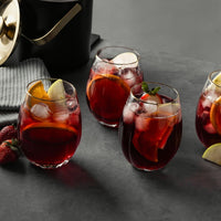 Thyme & Table 4-Piece Scalloped Stemless Wine Glass Set with Gold Trim EasyOptionXY LLC