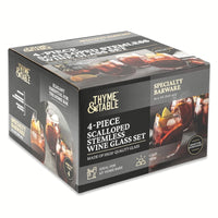 Thyme & Table 4-Piece Scalloped Stemless Wine Glass Set with Gold Trim EasyOptionXY LLC