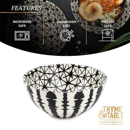 Thyme & Table Grey Shibori Stoneware Large Round Bowl EasyOptionXY LLC