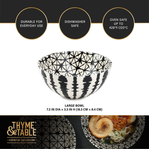 Thyme & Table Grey Shibori Stoneware Large Round Bowl EasyOptionXY LLC