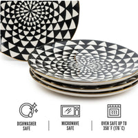 Thyme & Table Dinnerware Black and White Medallion Stoneware Dinner Plates, 4 pack EasyOptionXY LLC