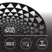 Thyme & Table Dinnerware Black and White Medallion Stoneware Dinner Plates, 4 pack EasyOptionXY LLC