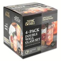 Thyme & Table 4-Piece 16oz Clear Double Wall Glass Set EasyOptionXY LLC