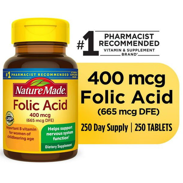 Nature Made Folic Acid 400 mcg (665 mcg DFE) Tablets; 250 Count EasyOptionXY LLC