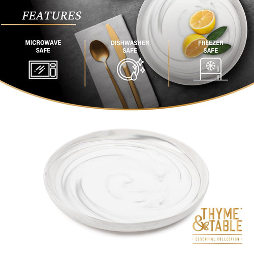 Thyme & Table Grey Marble Stoneware Round Dinner Plate EasyOptionXY LLC