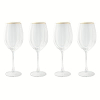 Thyme & Table 4-Piece Scalloped Wine Glass Set with Gold Rim EasyOptionXY LLC