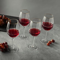 Thyme & Table 4-Piece Scalloped Wine Glass Set with Gold Rim EasyOptionXY LLC