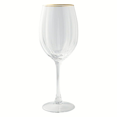 Thyme & Table Scalloped Wine Glass with Gold Rim EasyOptionXY LLC