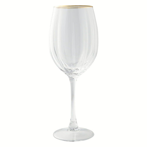 Thyme & Table Scalloped Wine Glass with Gold Rim EasyOptionXY LLC