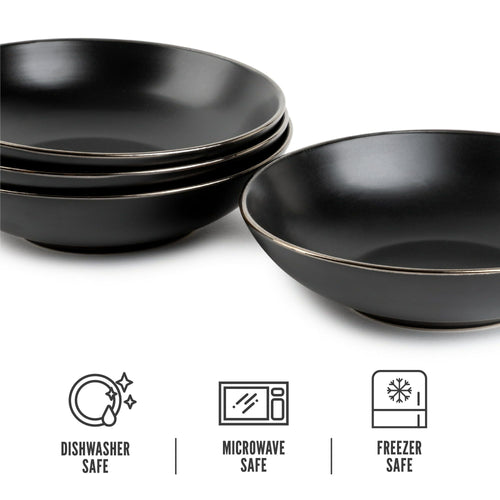 Thyme & Table Dinnerware Black Onyx Stoneware Round Bowls, 4 Pack EasyOptionXY LLC
