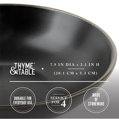 Thyme & Table Dinnerware Black Onyx Stoneware Round Bowls, 4 Pack EasyOptionXY LLC