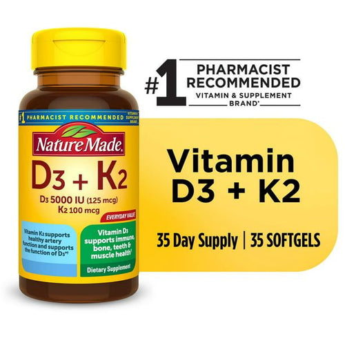 Nature Made Vitamin D3 K2 Softgels; Dietary Supplement; 35 Count EasyOptionXY LLC