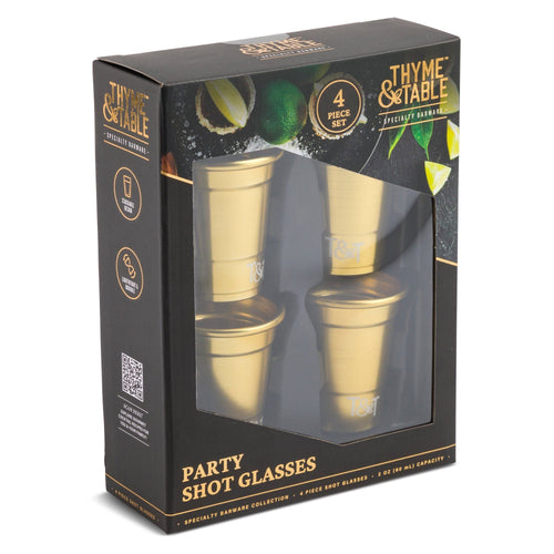 Thyme & Table Party Shot Glasses, 2 oz, 4-Piece Set, Gold EasyOptionXY LLC