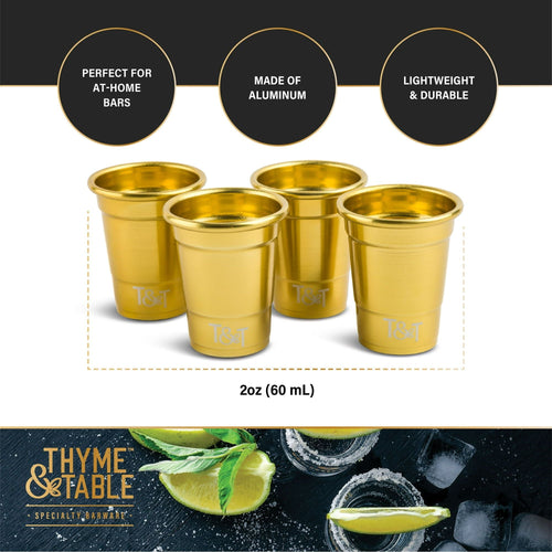 Thyme & Table Party Shot Glasses, 2 oz, 4-Piece Set, Gold EasyOptionXY LLC