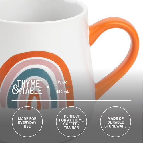 Thyme & Table Stoneware Coffee Mugs, 15 fl oz, Set of 4 EasyOptionXY LLC