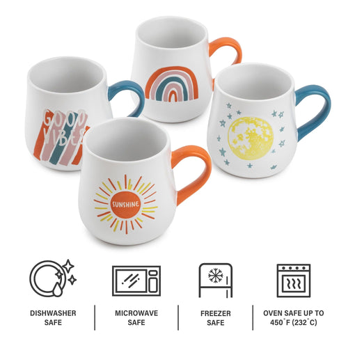 Thyme & Table Stoneware Coffee Mugs, 15 fl oz, Set of 4 EasyOptionXY LLC