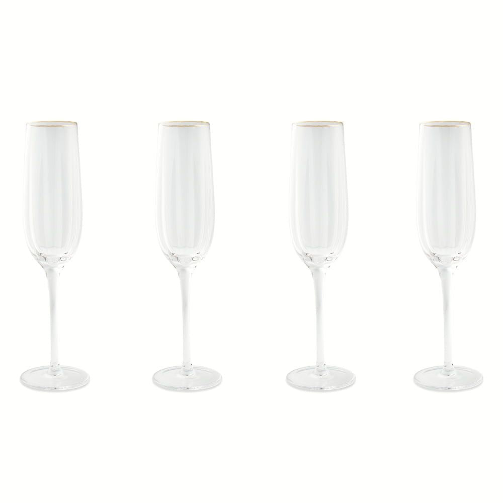 Thyme & Table 4-Piece Scalloped Champagne Flute Glass Set EasyOptionXY LLC