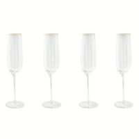 Thyme & Table 4-Piece Scalloped Champagne Flute Glass Set EasyOptionXY LLC