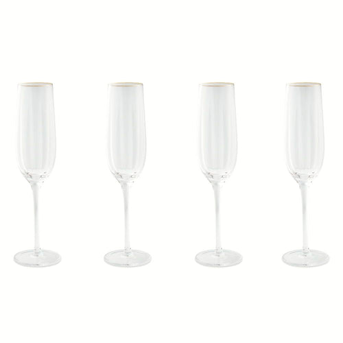 Thyme & Table 4-Piece Scalloped Champagne Flute Glass Set EasyOptionXY LLC