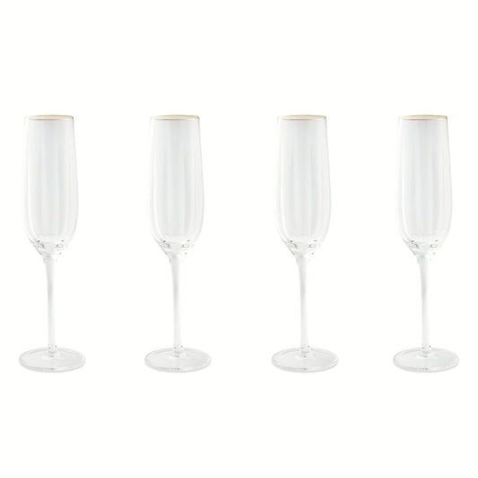 Thyme & Table 4-Piece Scalloped Champagne Flute Glass Set EasyOptionXY LLC