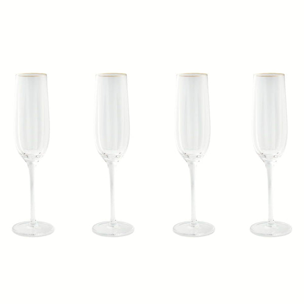 Thyme & Table 4-Piece Scalloped Champagne Flute Glass Set EasyOptionXY LLC