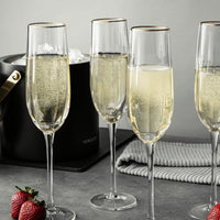 Thyme & Table 4-Piece Scalloped Champagne Flute Glass Set EasyOptionXY LLC