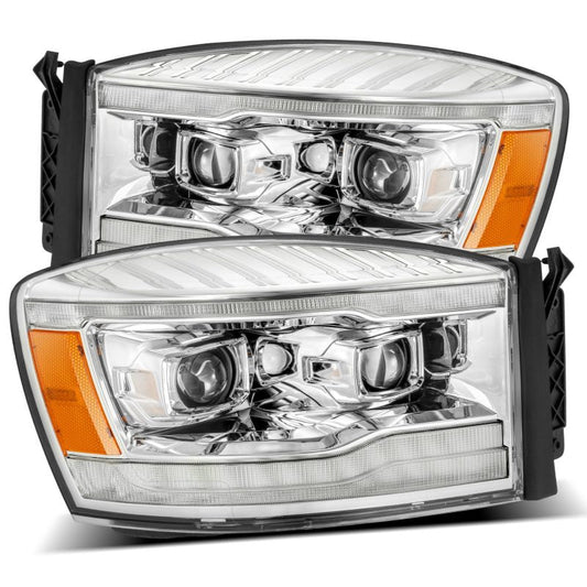 AlphaRex 06-08 Dodge Ram PRO-Series Halogen Projector Headlights Chrome