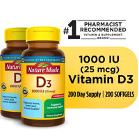 Nature Made Vitamin D3 1000 IU (25 mcg) Softgels; 200 Count; Twin Pack EasyOptionXY LLC