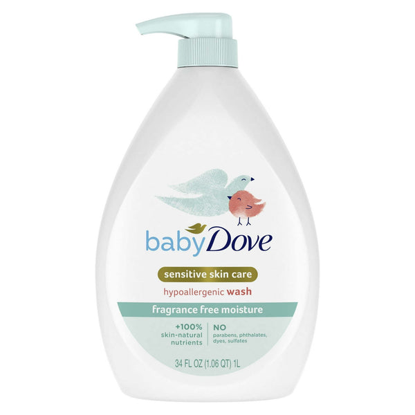 Baby Dove Sensitive Skincare Liquid Body Wash Fragrance Free Moisture, Hypoallergenic, 34 oz EasyOptionXY LLC