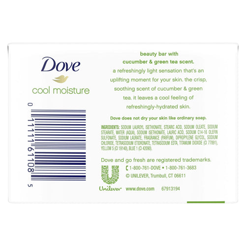 Dove Go Fresh Cool Moisturizing Gentle Beauty Bar Soap, Cucumber & Green Tea, 3.75 oz (4 Bars) EasyOptionXY LLC