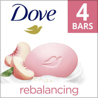 Dove Rebalancing Beauty Bar Soap White Peach & Rice Milk, 3.75 oz 4 Bars EasyOptionXY LLC
