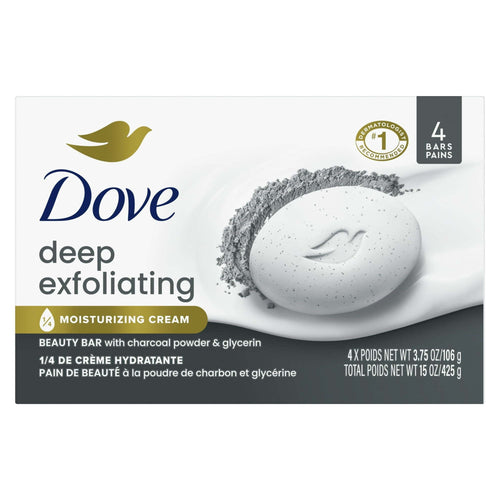 Dove Deep Exfoliating Women's Beauty Bar Soap Charcoal & Glycerin All Skin, 3.75 oz 4 Bars EasyOptionXY LLC