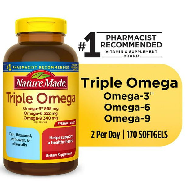 Nature Made Triple Omega 3 6 9 Softgels; Dietary Supplement; 170 Count EasyOptionXY LLC
