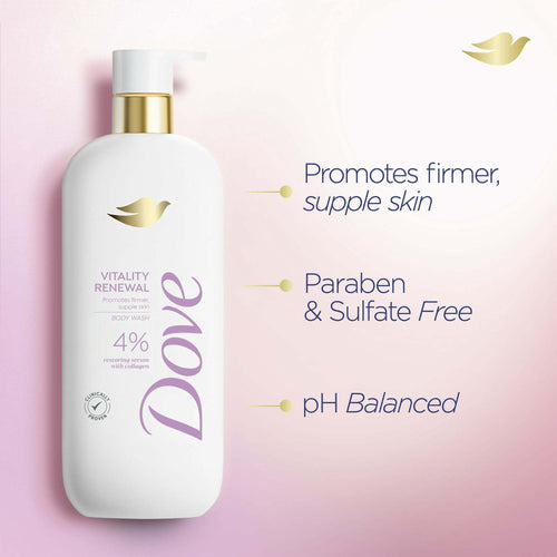 Dove Vitality Renewal Firming Body Wash 4% Restoring Serum with Collagen All Skin Type, 18.5 oz EasyOptionXY LLC