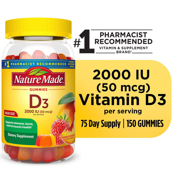 Nature Made Vitamin D3 2000 IU (50 mcg) Per Serving Gummies; 150 Count EasyOptionXY LLC