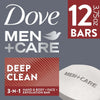Dove Men+Care 3-in-1 Hand & Body + Face + Exfoliation Bar for Dry Skin, Deep Clean, 3.75 oz (12 Bars) EasyOptionXY LLC