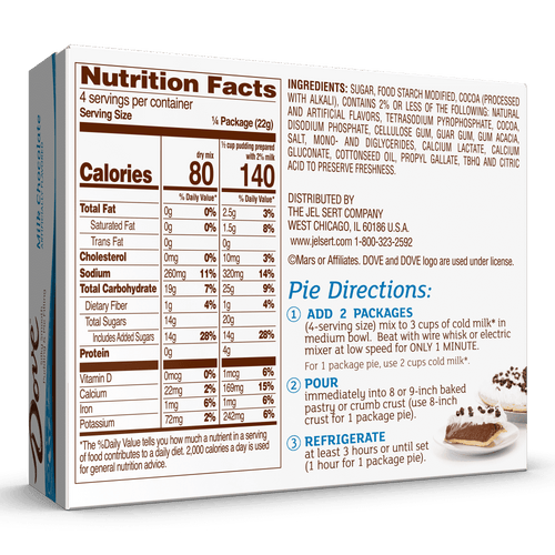 Dove Milk Chocolate Instant Pudding Mix and Pie Filling, 4 Servings, 3.03 oz Cardboard Box EasyOptionXY LLC