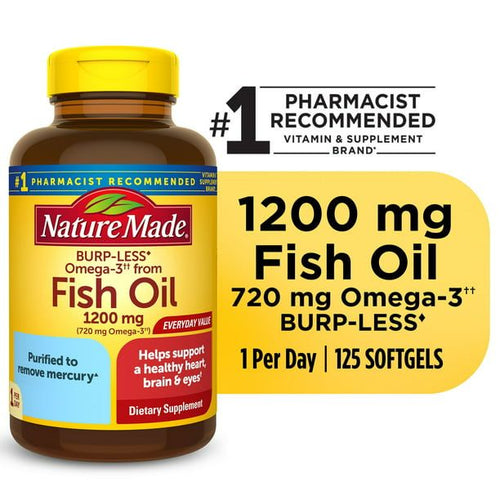 Nature Made Burp Less Omega 3 Fish Oil 1200 mg Softgels; Fish Oil Supplements; 125 Count EasyOptionXY LLC