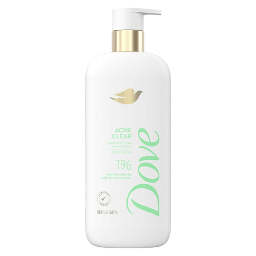 Dove Acne Clear Women's Body Wash with 1% Salicylic Acid for Acne Prone Skin, 18.5 oz EasyOptionXY LLC