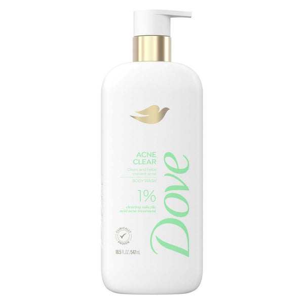 Dove Acne Clear Women's Body Wash with 1% Salicylic Acid for Acne Prone Skin, 18.5 oz EasyOptionXY LLC