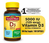 Nature Made Extra Strength Vitamin D3 5000 IU (125 mcg) Softgels, Dietary Supplement for Bone and Immune Health Support, 100 Count EasyOptionXY LLC