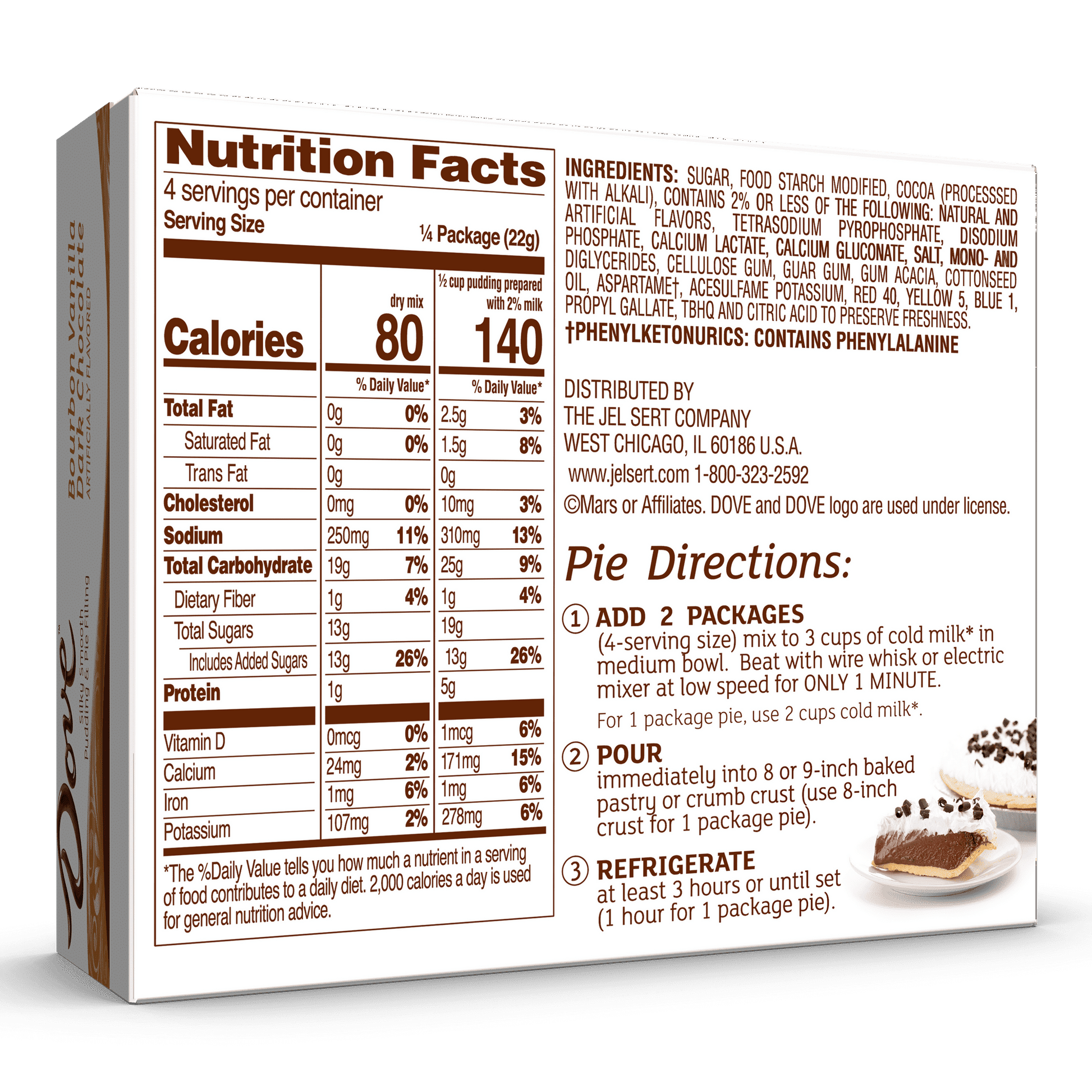 Dove Bourbon Vanilla Dark Chocolate Instant Pudding Mix and Pie Filling, 4 Servings, 3.03 oz EasyOptionXY LLC