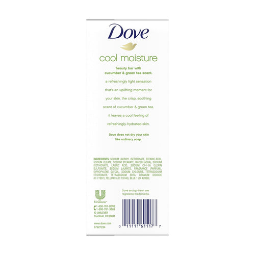 Dove Cool Moisture Cucumber And Green Tea Beauty Bar 22.50 oz 6 Bars EasyOptionXY LLC