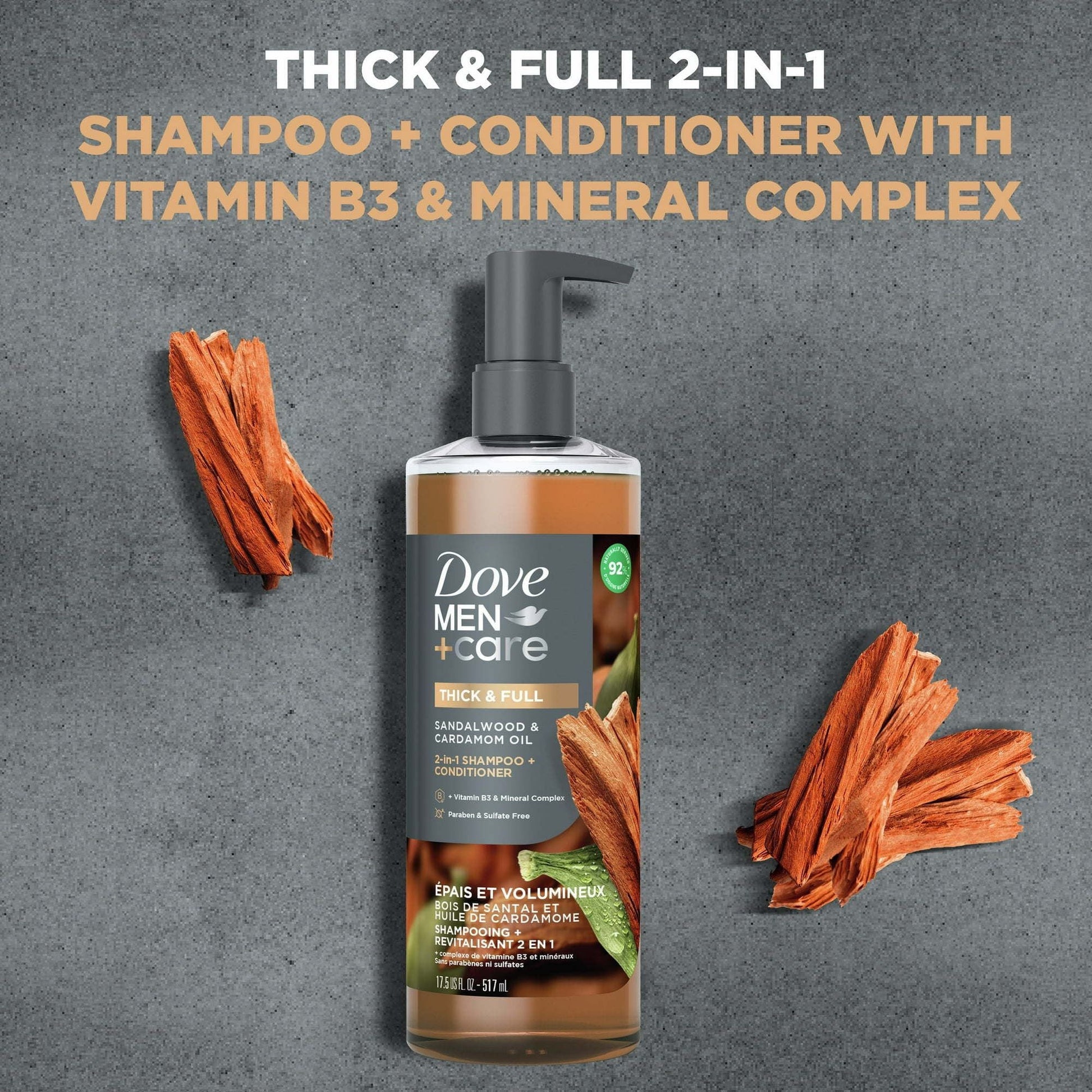 Dove Men+Care 2-in-1 Men's Shampoo + Conditioner, Sandalwood & Cardamom Oil All Hair Type, 17.5 oz EasyOptionXY LLC