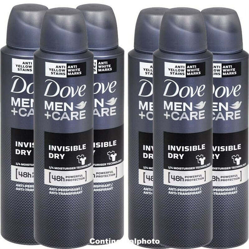 6 Cans of Dove Men+Care Invisible Dry 150ml Anti-Perspirant Anti-Transpirant Spray EasyOptionXY LLC