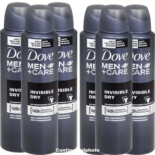 6 Cans of Dove Men+Care Invisible Dry 150ml Anti-Perspirant Anti-Transpirant Spray EasyOptionXY LLC