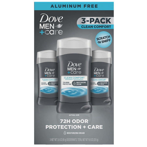 Dove Men+Care Aluminum-Free Deodorant; Clean Comfort 3 Ounce (Pack of 3) EasyOptionXY LLC