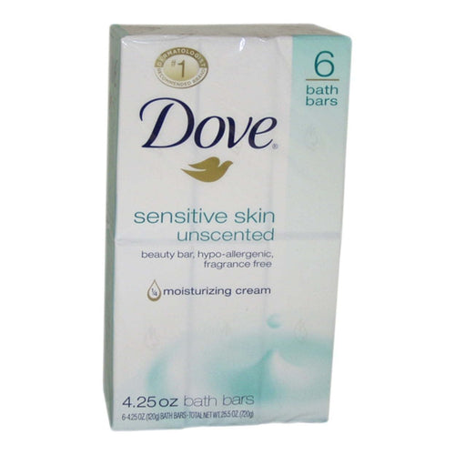 Dove Beauty Bar More Moisturizing Than Bar Soap Sensitive Skin With Gentle Cleanser for Softer Skin, Fragrance-Free, Hypoallergenic Beauty Bar 3.75 oz, 6 Bars EasyOptionXY LLC