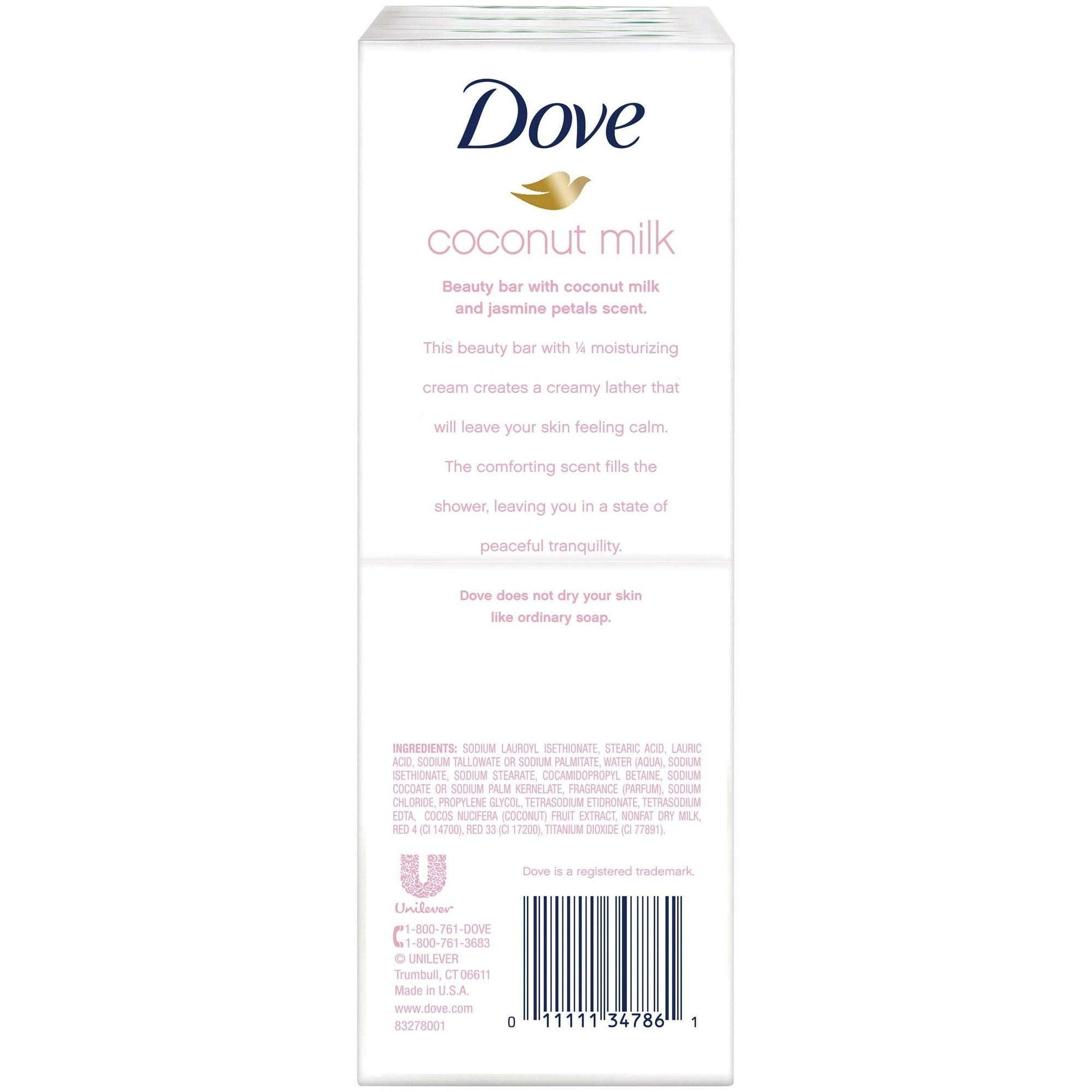 Dove Restoring Coconut Cocoa Butter Beauty Bar Soap All Skin Type 3.75 oz, 6 Counts EasyOptionXY LLC